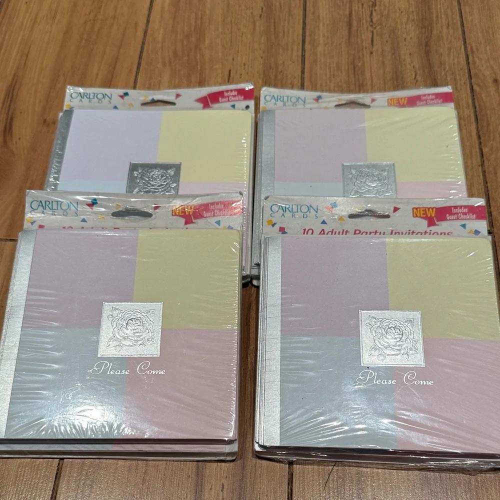 New Vintage 90’s Party Pink Pastel Adult Invitations. 4 packs of 10.
